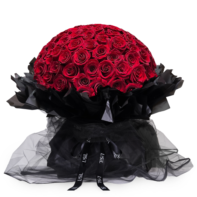 厄瓜多爾玫瑰花束 - 紅玫瑰（黑色包裝） - 99 朵玫瑰